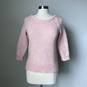 Ann Taylor Alpaca Wool Blend Marled Salmon Pink Knitted Sweater‎ Size Small.